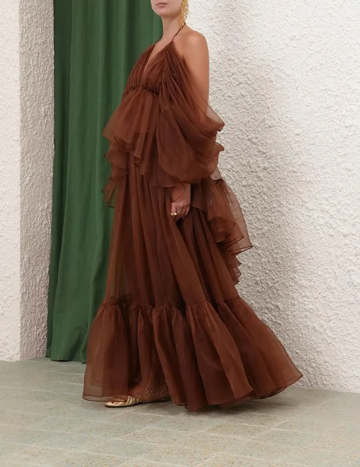 Zimmermann Clothing Natura Gathered Skirt Toffee 8211 Women