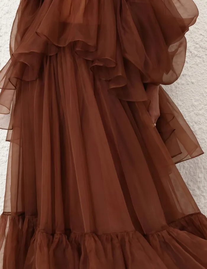 Zimmermann Clothing Natura Gathered Skirt Toffee 8211 Women