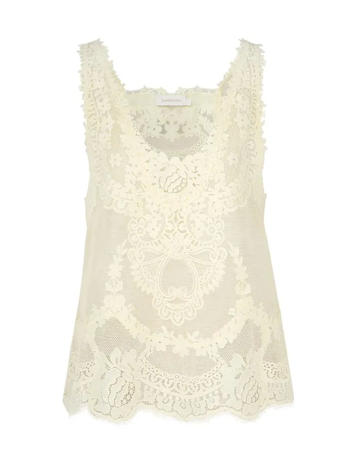 Zimmermann Clothing Natura Lace Patch Tank Lemon 8211 Women