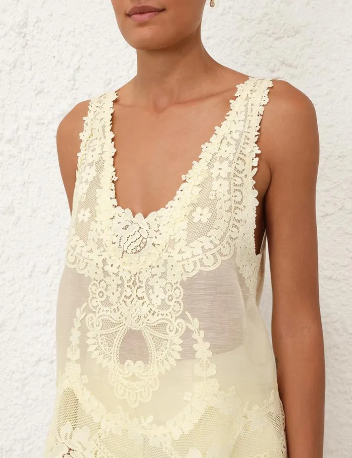 Zimmermann Clothing Natura Lace Patch Tank Lemon 8211 Women