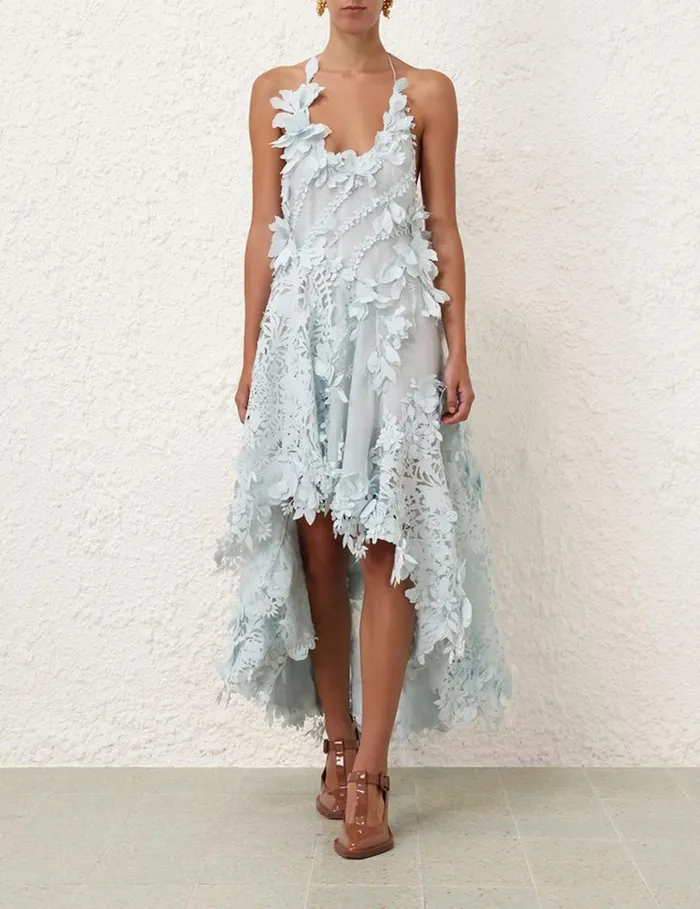 Zimmermann Clothing Natura Lasercut Halter Dress Mint 8211 Women