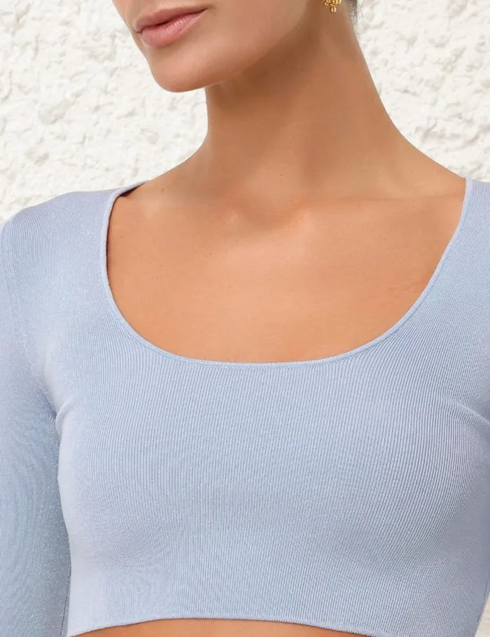 Zimmermann Clothing Natura Metallic Scoop Top Blue 8211 Women