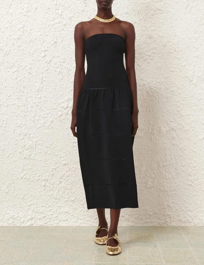 Zimmermann Clothing Natura Panelled Midi Dress Black 8211 Women