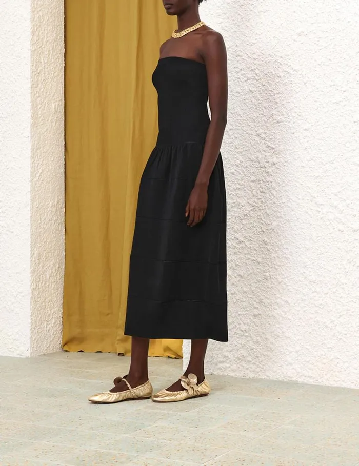 Zimmermann Clothing Natura Panelled Midi Dress Black 8211 Women