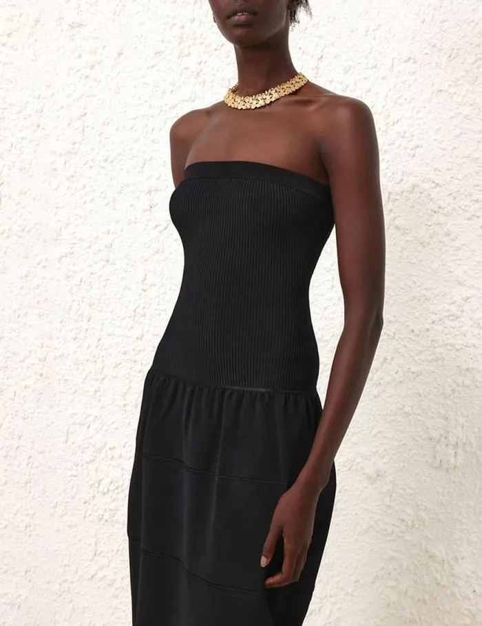Zimmermann Clothing Natura Panelled Midi Dress Black 8211 Women
