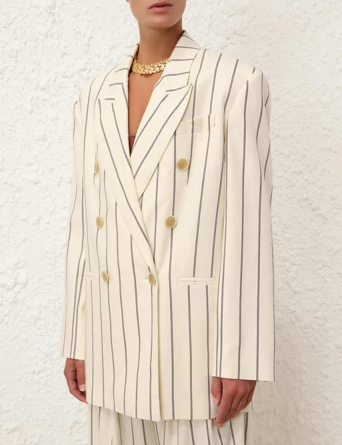 Zimmermann Clothing Natura Relaxed Jacket Navycream Stripe 8211 Women