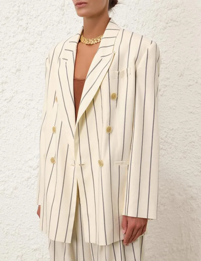 Zimmermann Clothing Natura Relaxed Jacket Navycream Stripe 8211 Women