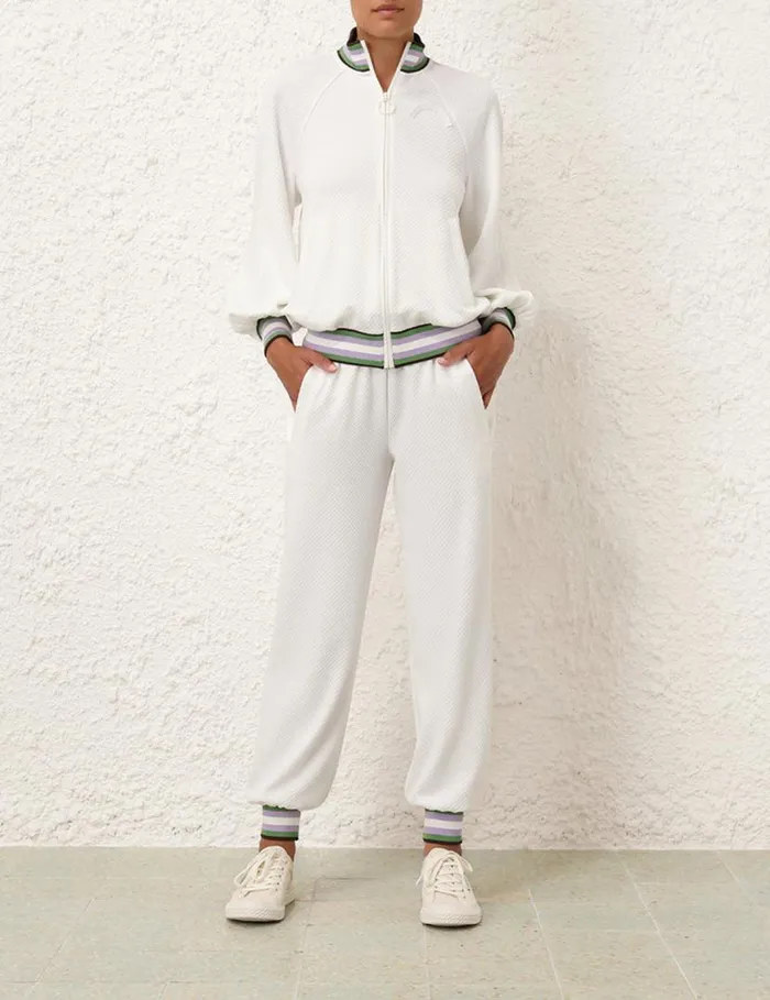 Zimmermann Clothing Natura Textured Track Pant Ivory 8211 Women