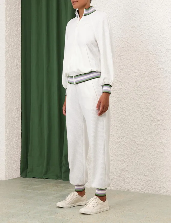 Zimmermann Clothing Natura Textured Track Pant Ivory 8211 Women