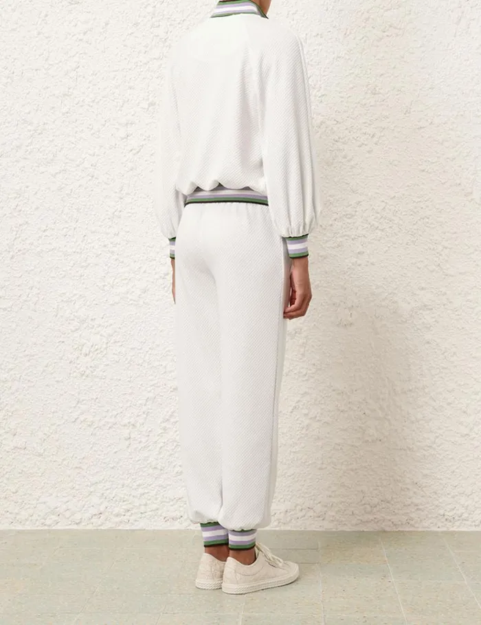 Zimmermann Clothing Natura Textured Track Pant Ivory 8211 Women