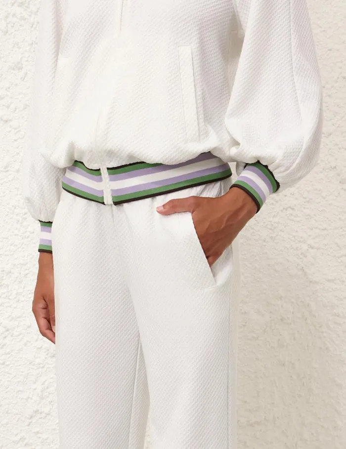 Zimmermann Clothing Natura Textured Track Pant Ivory 8211 Women