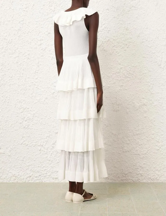 Zimmermann Clothing Natura Tiered Ruffle Dress Cream 8211 Women