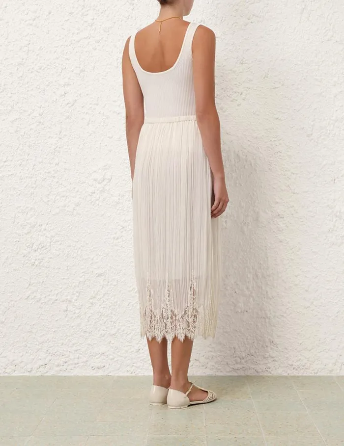 Zimmermann Clothing Pleated Skirt Cream 8211 Women