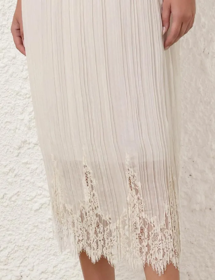 Zimmermann Clothing Pleated Skirt Cream 8211 Women