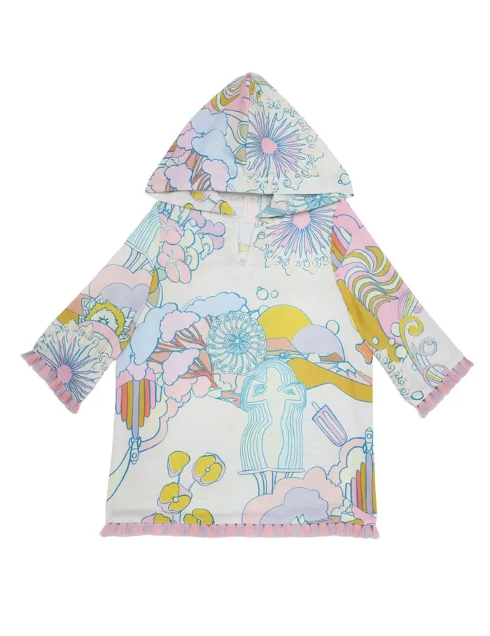 Zimmermann Clothing Pop Hooded Coverup Watercolour Multi 8211 Kids