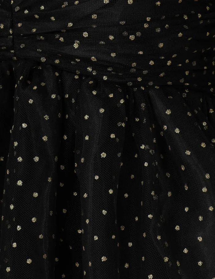 Zimmermann Clothing Tulle Ruched Mini Dress Blackgold Dot 8211 Women