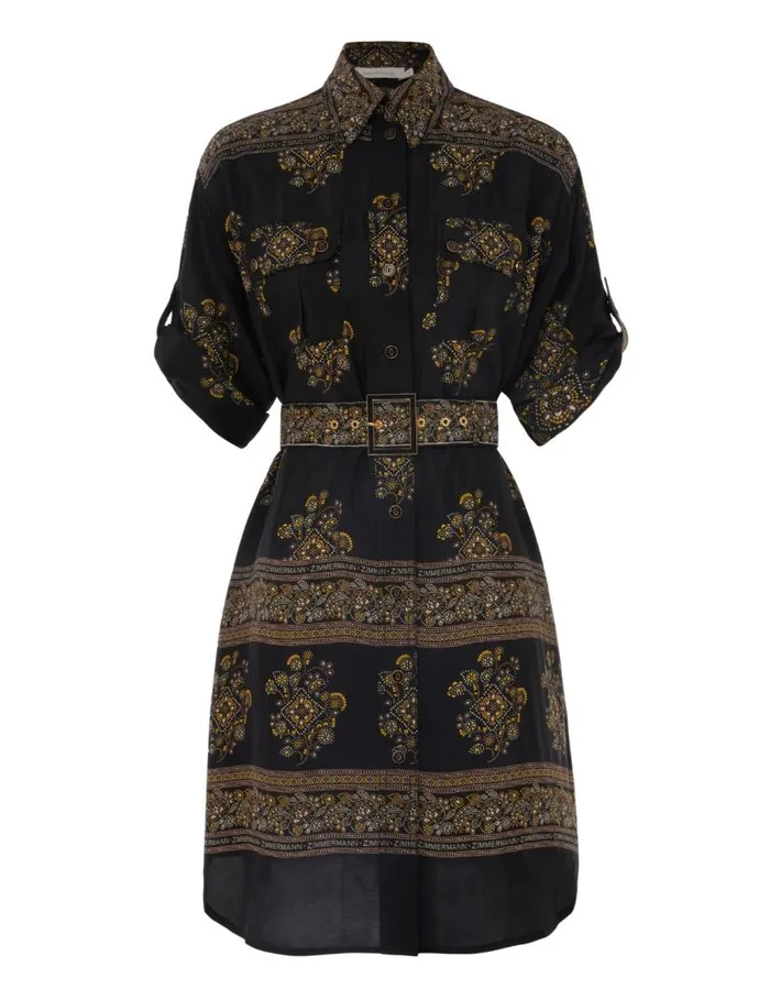 Zimmermann Clothing Utility Short Dress Utility Dot Black 8211 Women