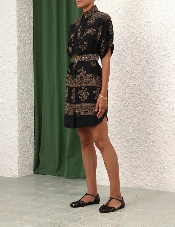 Zimmermann Clothing Utility Short Dress Utility Dot Black 8211 Women