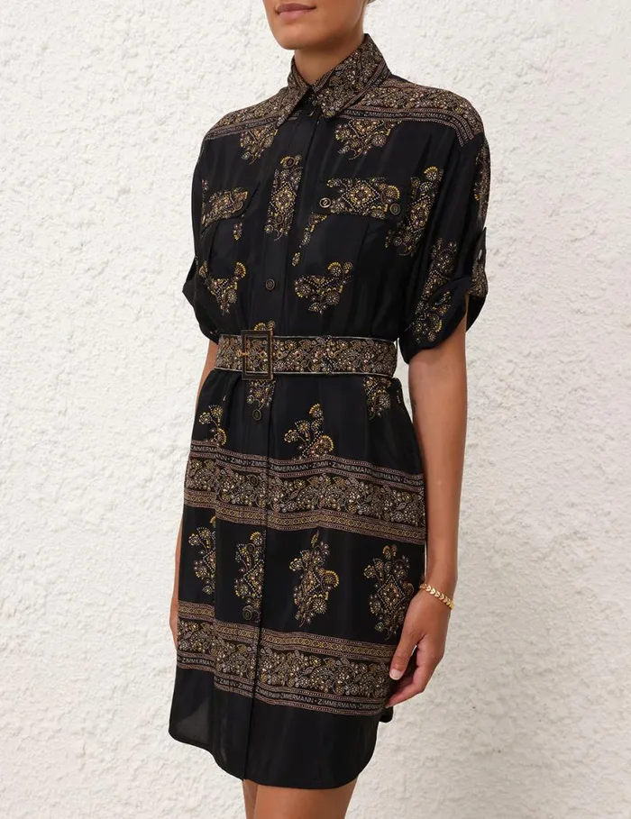 Zimmermann Clothing Utility Short Dress Utility Dot Black 8211 Women