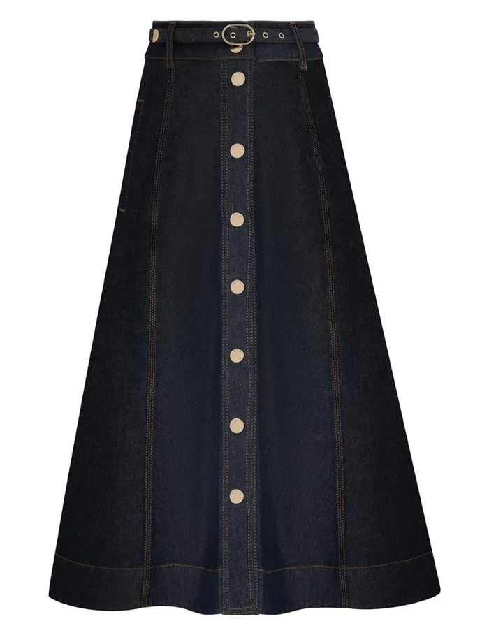Zimmermann Denim A Line Denim Skirt Ink 8211 Women