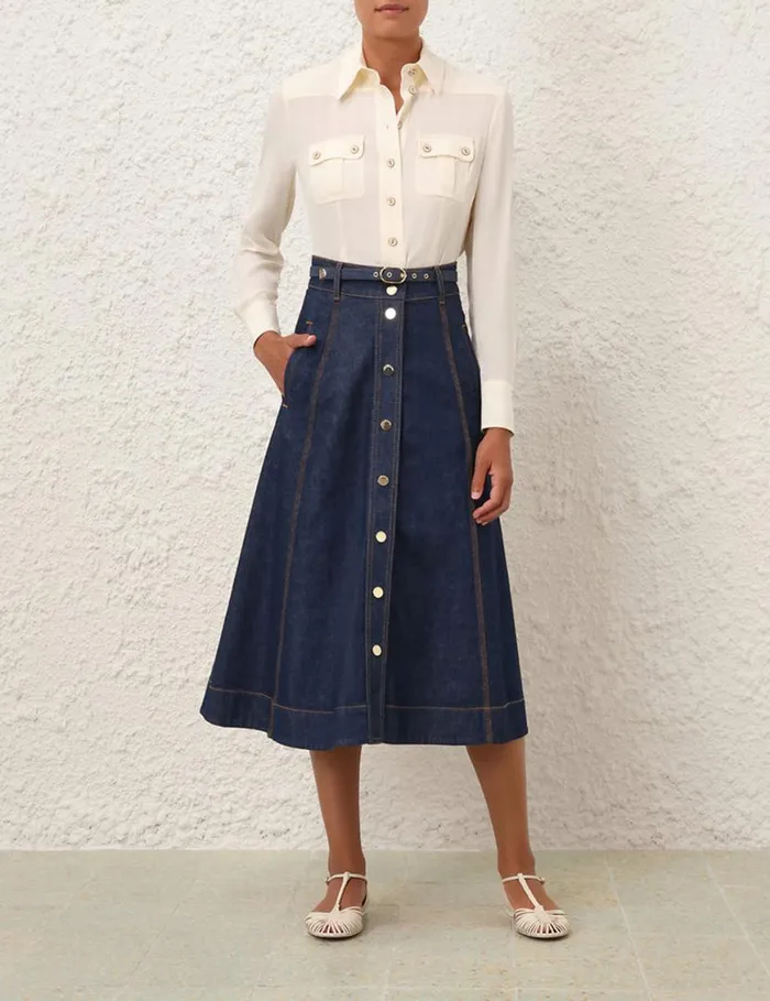 Zimmermann Denim A Line Denim Skirt Ink 8211 Women