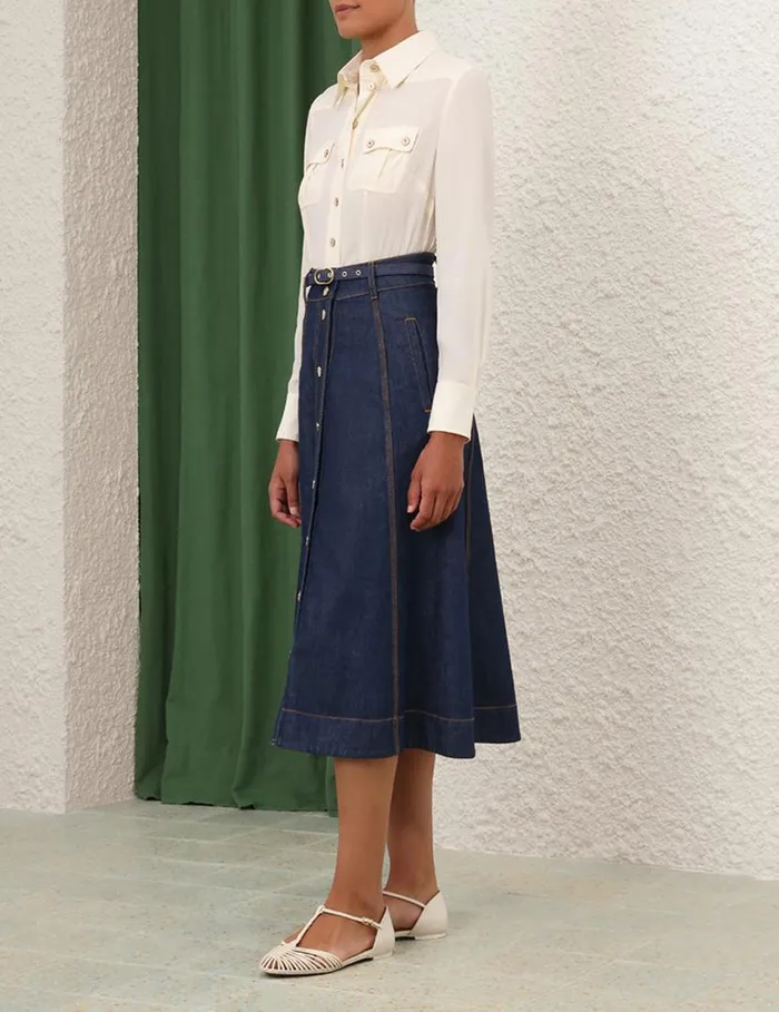 Zimmermann Denim A Line Denim Skirt Ink 8211 Women