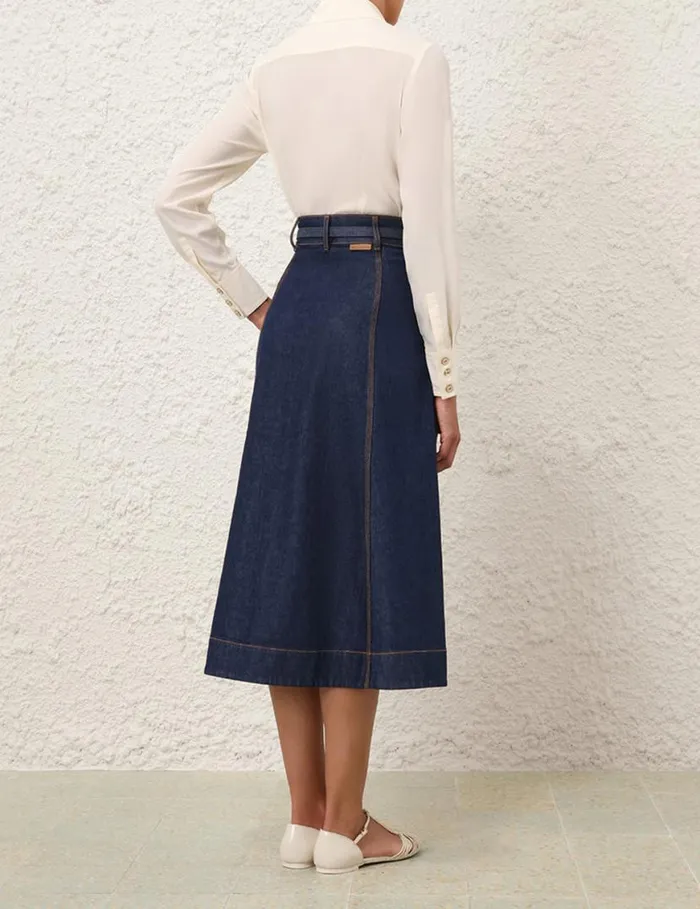 Zimmermann Denim A Line Denim Skirt Ink 8211 Women