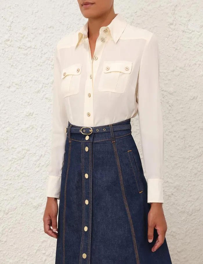 Zimmermann Denim A Line Denim Skirt Ink 8211 Women