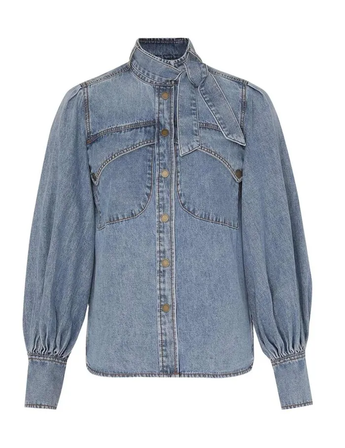 Zimmermann Denim Denim Pocket Shirt Poseidon Blue 8211 Women