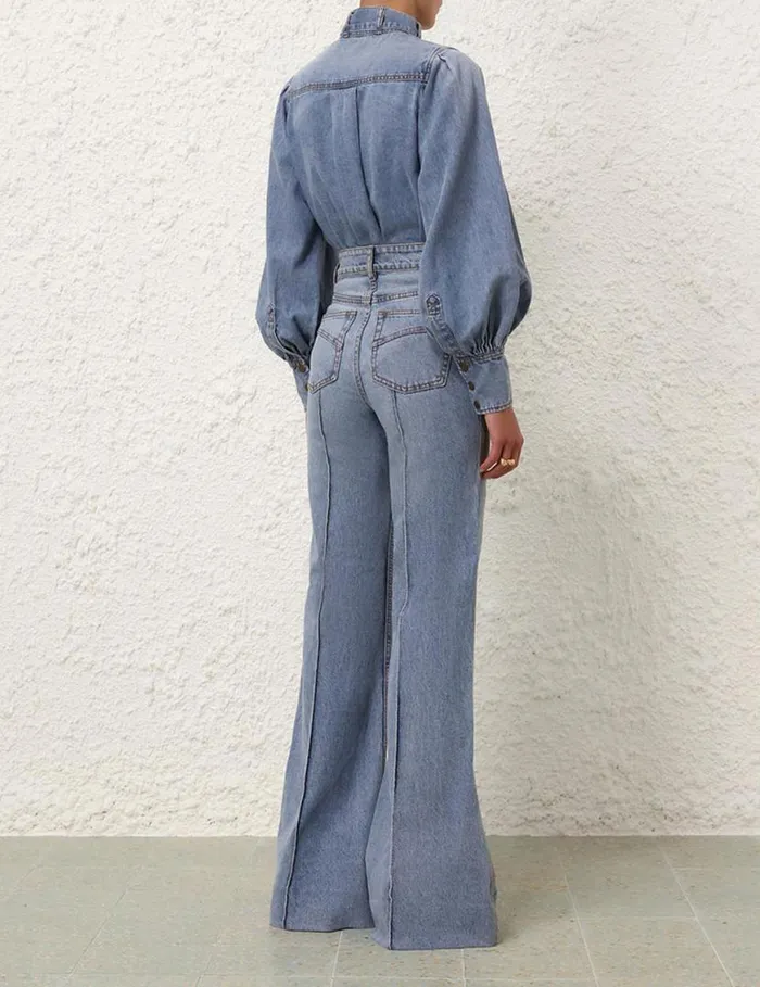 Zimmermann Denim Denim Pocket Shirt Poseidon Blue 8211 Women