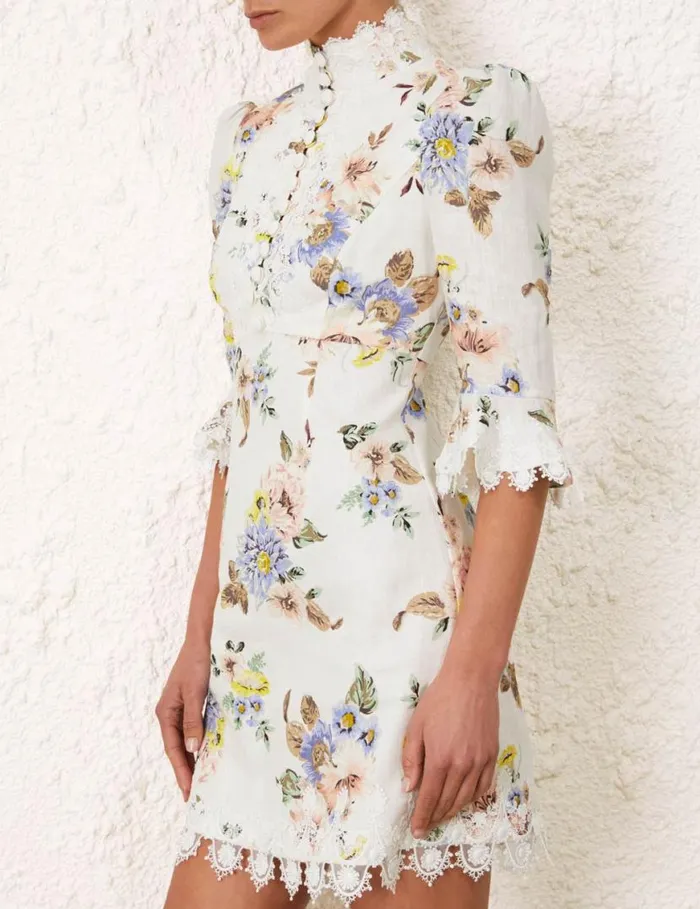 Zimmermann Dresses Applique Mini Dress Blue Floral 8211 Women