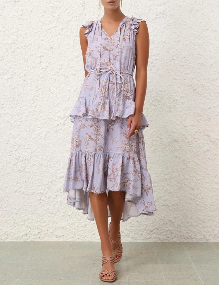Zimmermann Dresses Frilled Tank Midi Dress Blue Mockingbird 8211 Women