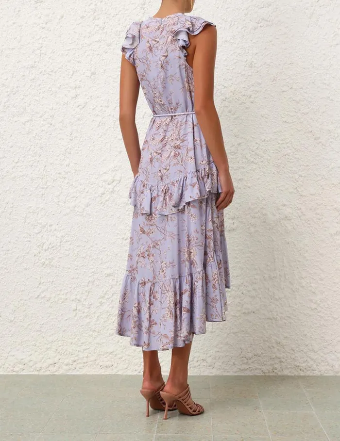 Zimmermann Dresses Frilled Tank Midi Dress Blue Mockingbird 8211 Women