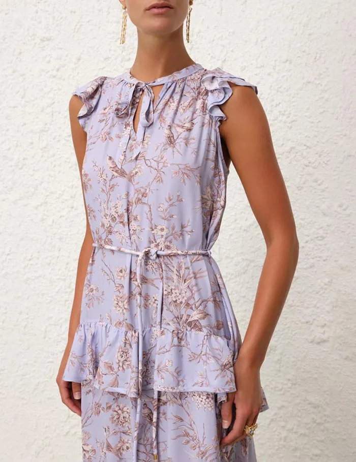 Zimmermann Dresses Frilled Tank Midi Dress Blue Mockingbird 8211 Women