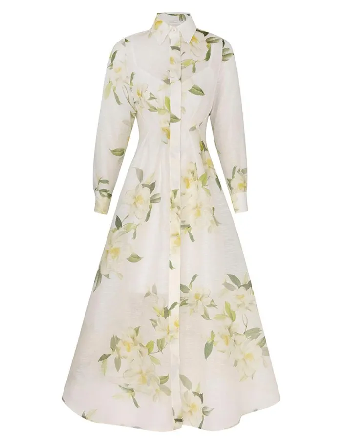 Zimmermann Dresses Harmony Draped Shirt Dress Ivory Magnolia 8211 Women