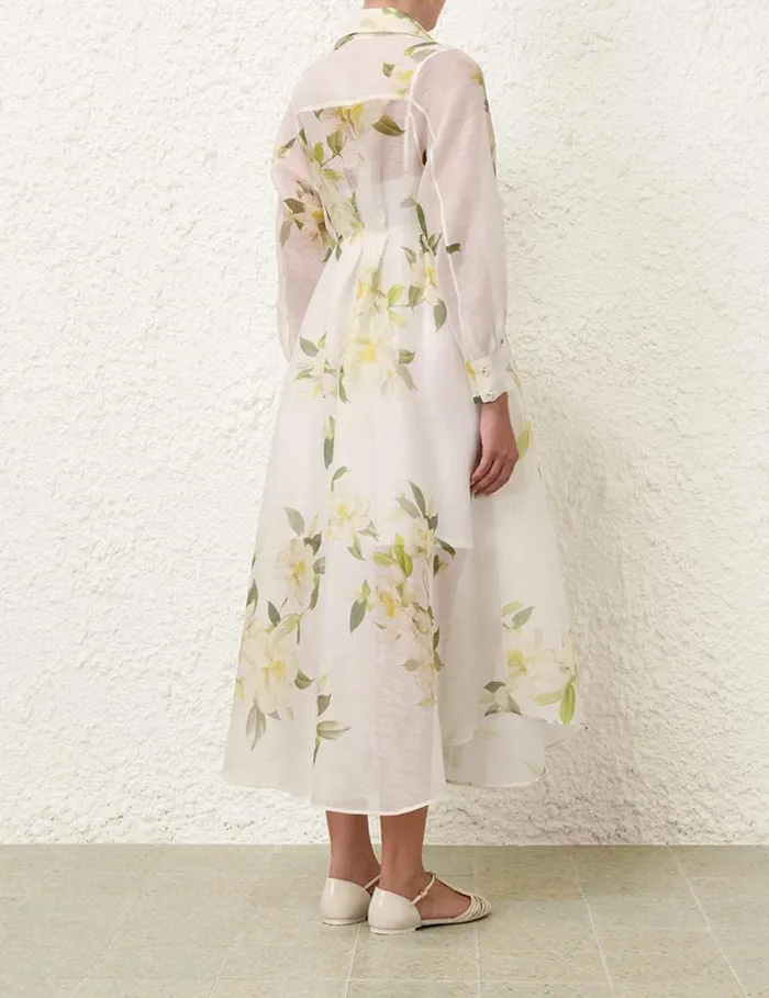 Zimmermann Dresses Harmony Draped Shirt Dress Ivory Magnolia 8211 Women