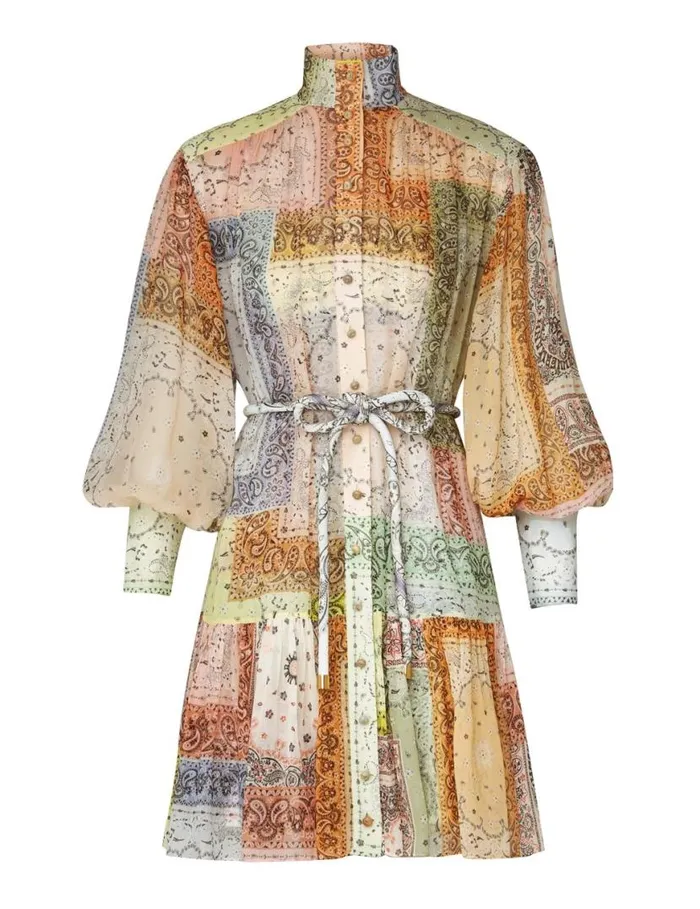 Zimmermann Dresses Matchmaker Lantern Mini Dress Bandana Patch Print 8211 Women