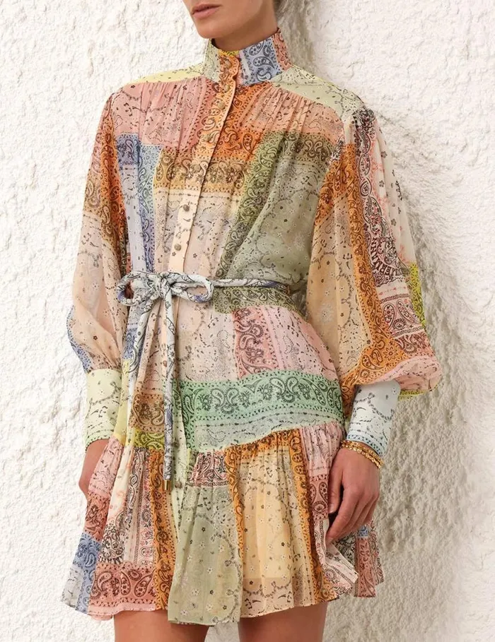 Zimmermann Dresses Matchmaker Lantern Mini Dress Bandana Patch Print 8211 Women