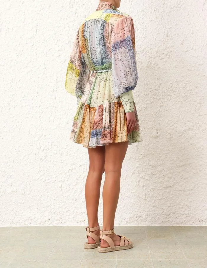 Zimmermann Dresses Matchmaker Lantern Mini Dress Bandana Patch Print 8211 Women