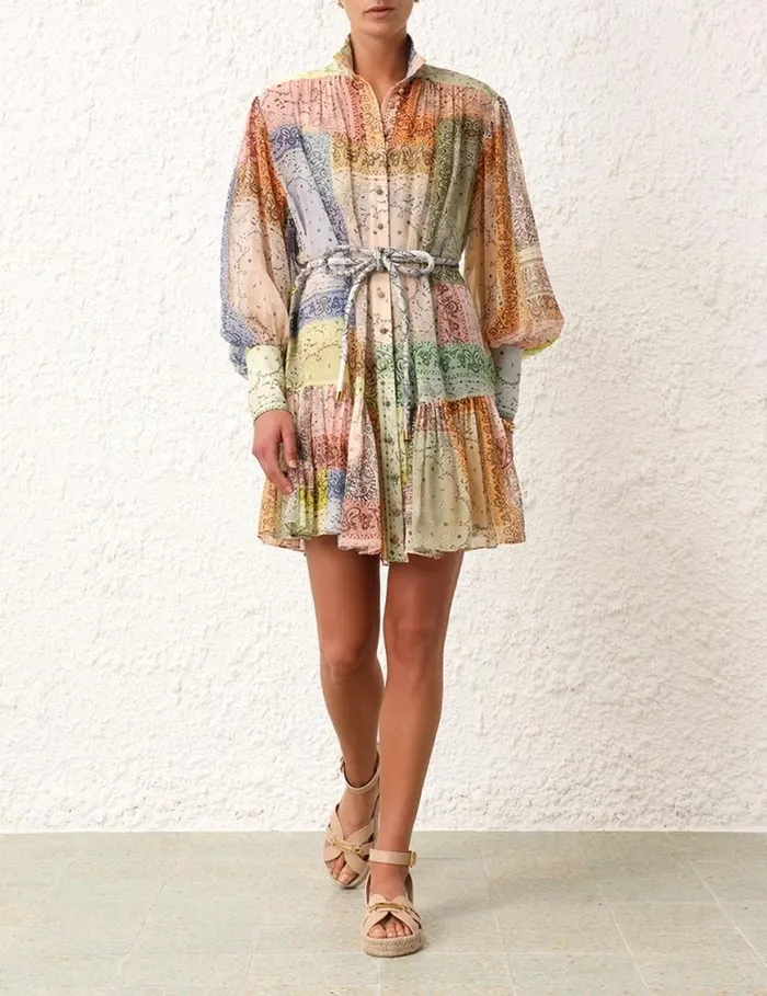 Zimmermann Dresses Matchmaker Lantern Mini Dress Bandana Patch Print 8211 Women