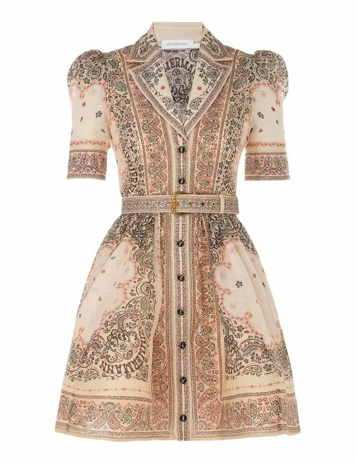 Zimmermann Dresses Matchmaker Mini Shirt Dress Cream Bandana 8211 Women