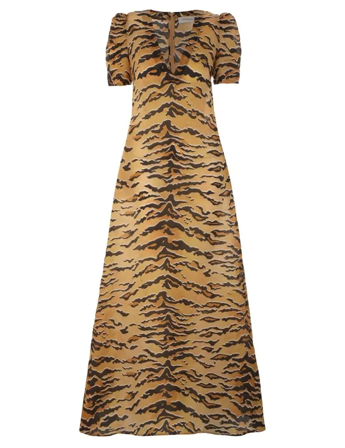 Zimmermann Dresses Matchmaker Short Sleeve Maxi Tan Tiger 8211 Women