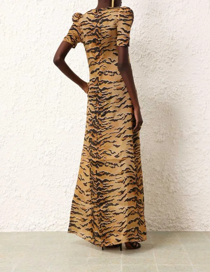 Zimmermann Dresses Matchmaker Short Sleeve Maxi Tan Tiger 8211 Women