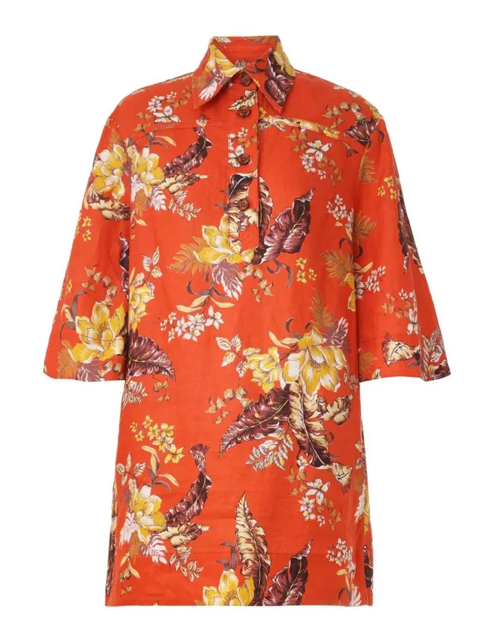 Zimmermann Dresses Matchmaker Tunic Dress Red Tropical Floral 8211 Women