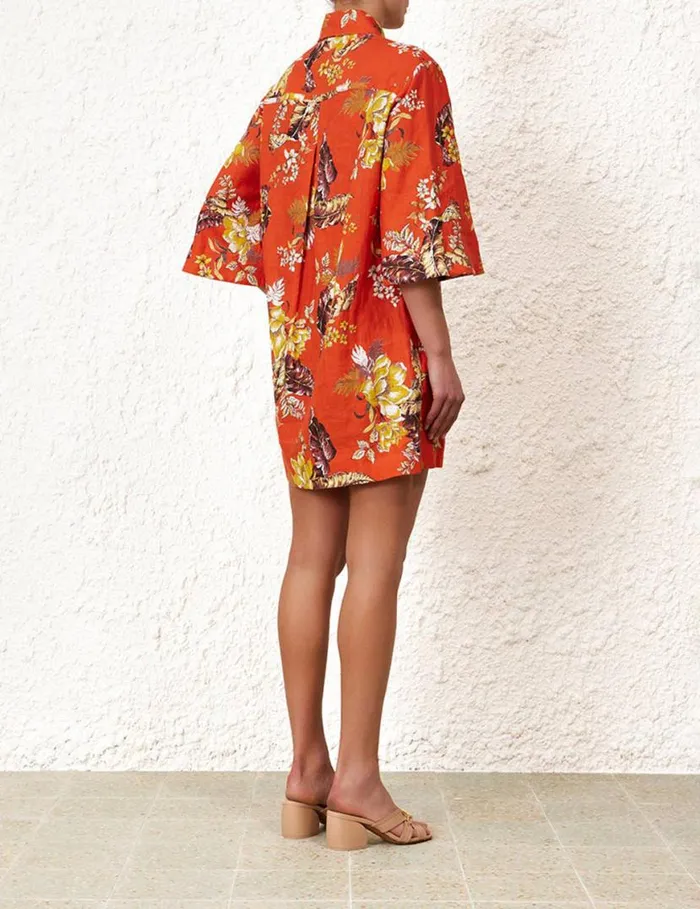Zimmermann Dresses Matchmaker Tunic Dress Red Tropical Floral 8211 Women
