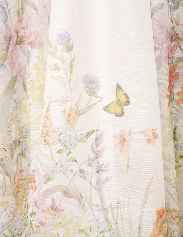 Zimmermann Dresses Natura Ruched Midi Dress Ivory Wild Flowers 8211 Women