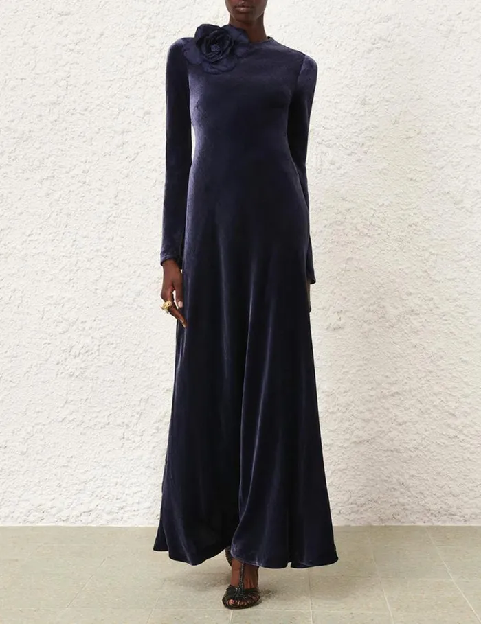 Zimmermann Dresses Natura Velvet Bias Slip Dress Navy 8211 Women