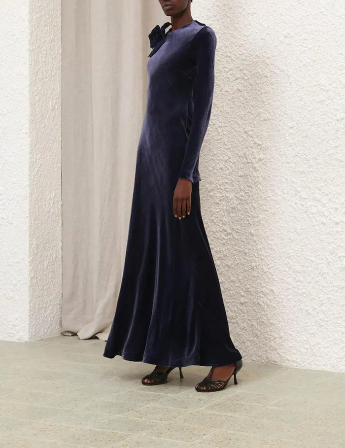 Zimmermann Dresses Natura Velvet Bias Slip Dress Navy 8211 Women