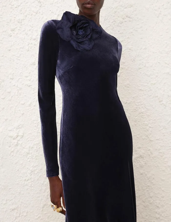 Zimmermann Dresses Natura Velvet Bias Slip Dress Navy 8211 Women
