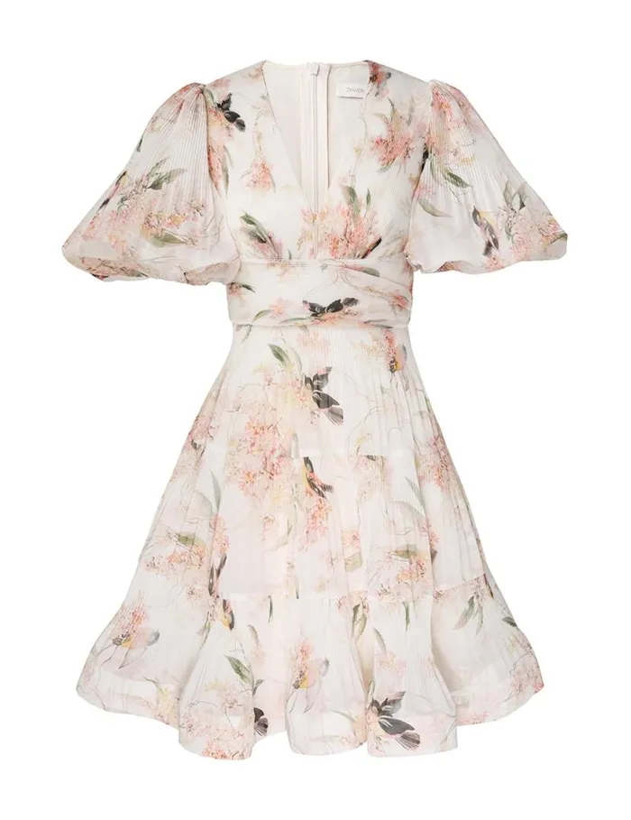 Zimmermann Dresses Pleated Mini Dress Coral Birds 8211 Women
